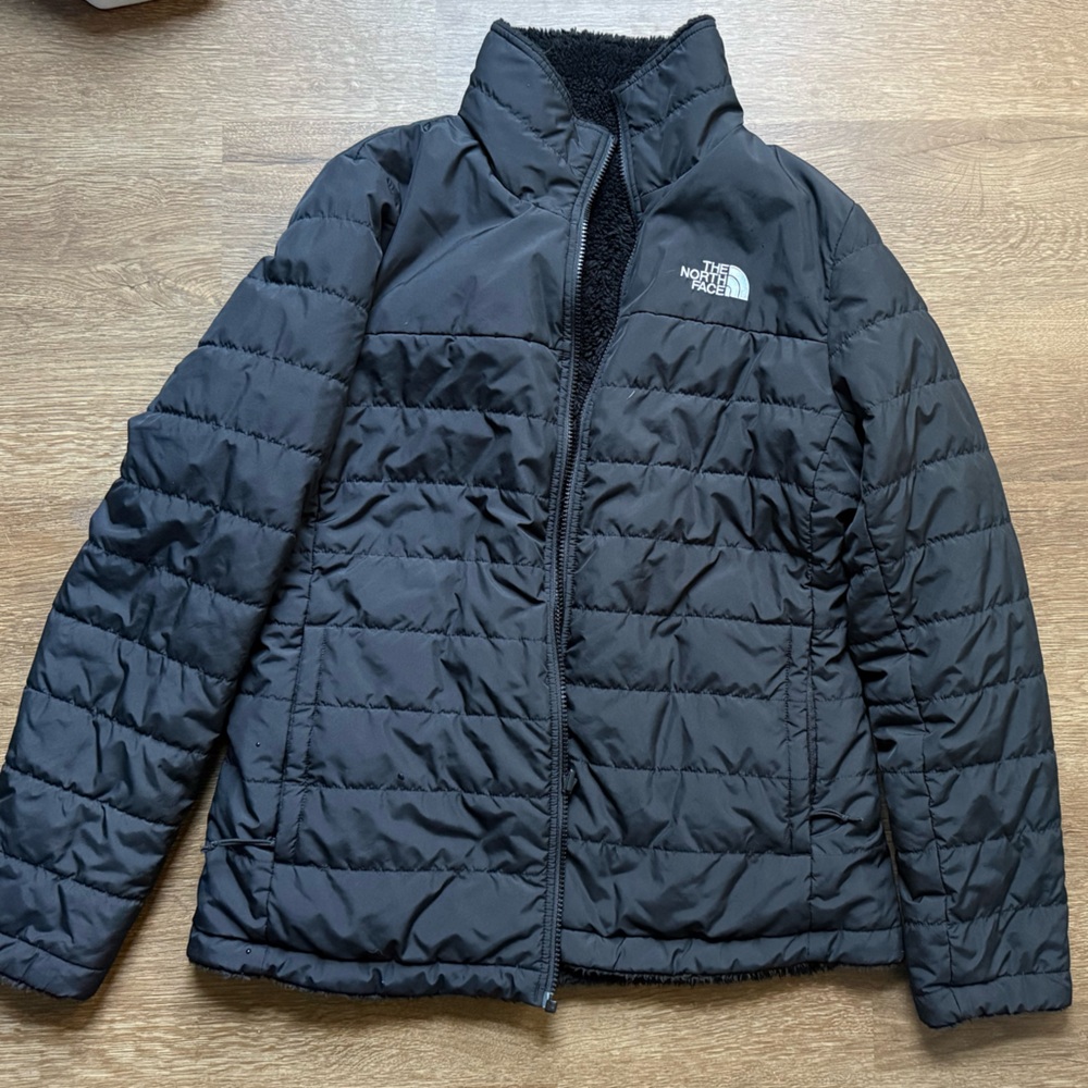 The North Face Black Reversible Puffer / Sherpa Coat